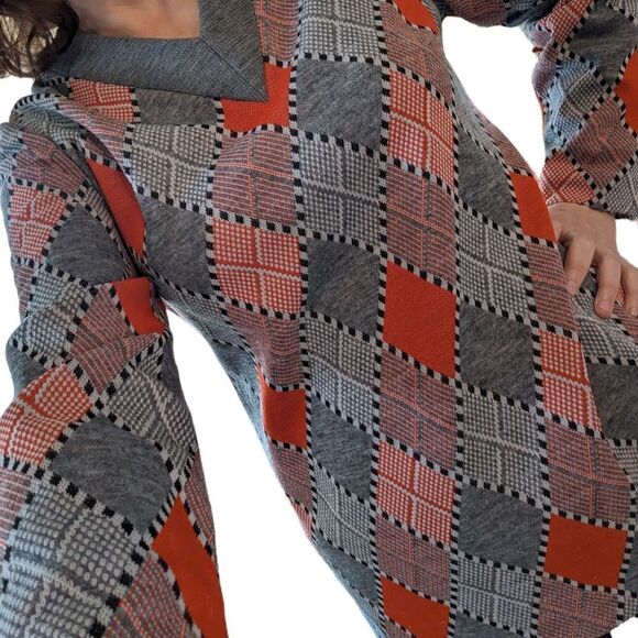 Vintage 70s L'aiglon Original Tunic diamond pattern top - Picture 6 of 9